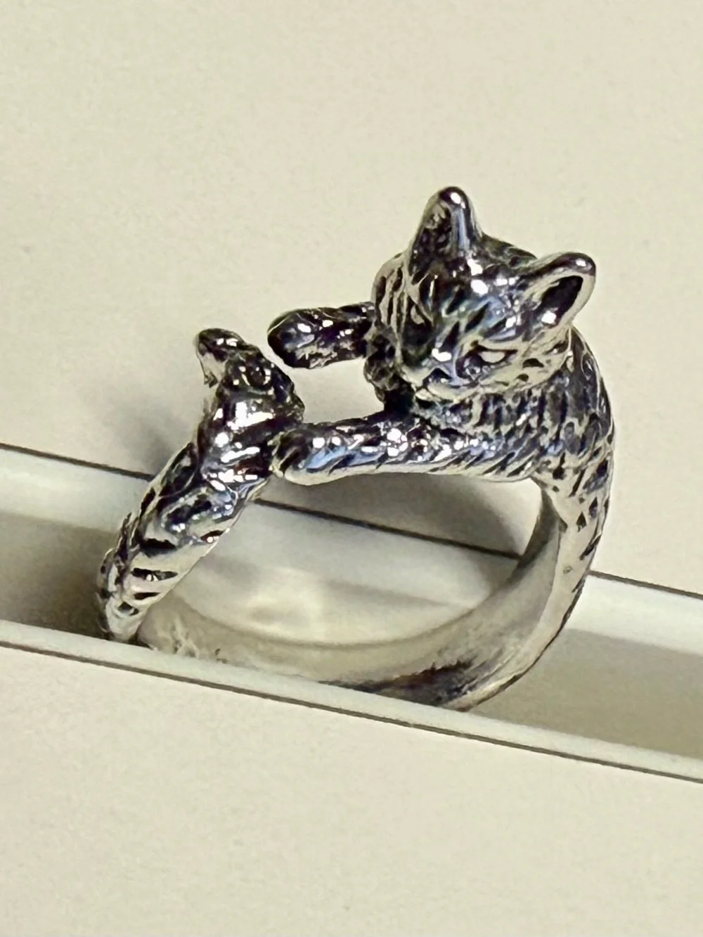 Silver Cat Wrap Ring - Cute Cat Jewelry for Cat Lovers